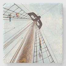 dessous de verre en pierre de marbre "Set Sail"