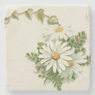 Dessous-de-verre En Pierre Dessous de verre en pierre de marguerites blanches