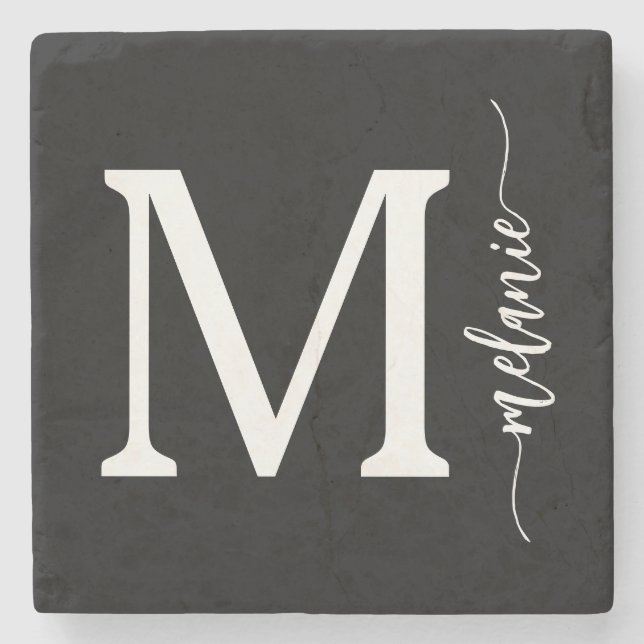 Dessous-de-verre En Pierre Dessous de verre en pierre de Monogramme blanc mod (Devant)