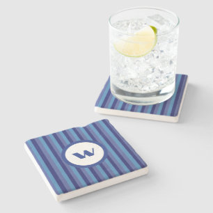Dessous-de-verre En Pierre Dessous de verre en pierre de Monogramme Bleu styl