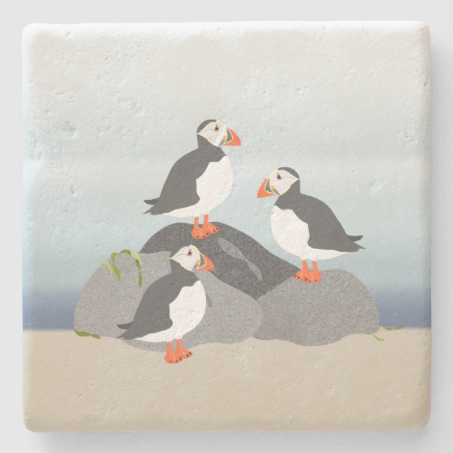 Dessous-de-verre En Pierre Dessous de verre en pierre de Puffins (Devant)