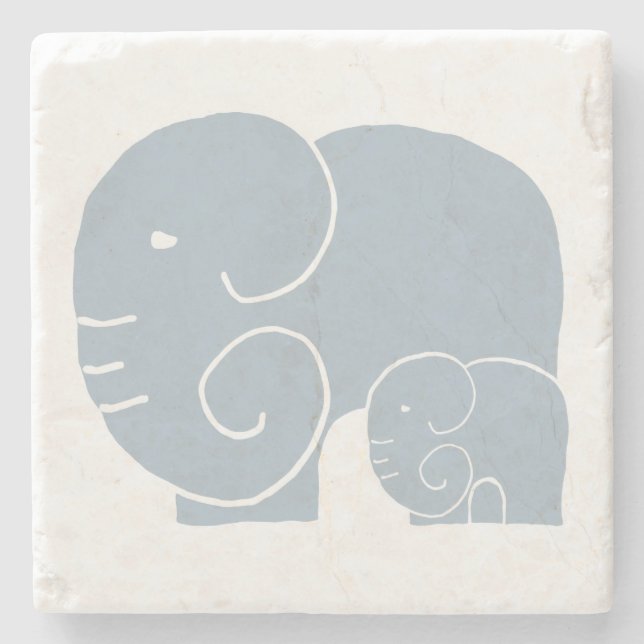 Dessous-de-verre En Pierre dessous de verre en pierre éléphant et bébé (Devant)