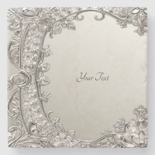 Dessous-de-verre En Pierre Dessous de verre en pierre moderne orné d'argent