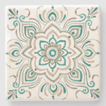 Dessous de verre espagnols vintages turquoises de