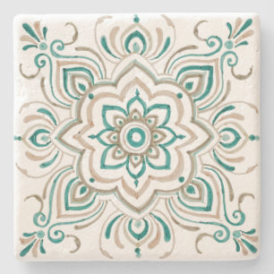 Dessous-de-verre En Pierre Dessous de verre espagnols vintages turquoises de