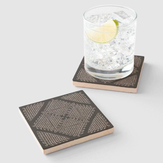 Dessous-de-verre En Pierre Dessous de verre indiens Kolam (Côté)