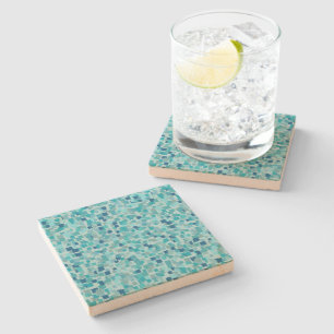 Dessous-de-verre En Pierre Dessous de verre mosaïque bleu rétro