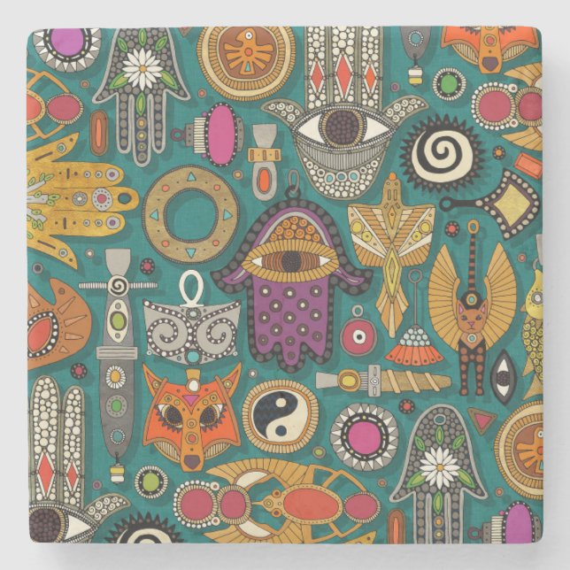 Dessous-de-verre En Pierre DESSOUS DE VERRE vert viridien TALISMANS (Devant)