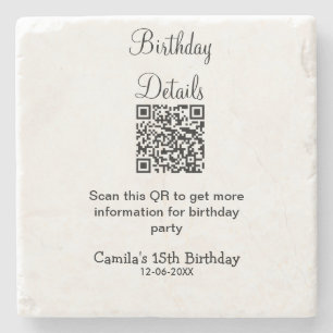 Dessous-de-verre En Pierre détails de fête d'anniversaire scan QR moderne 15