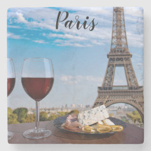 Dessous-de-verre En Pierre Deux verres de vin en café à Paris