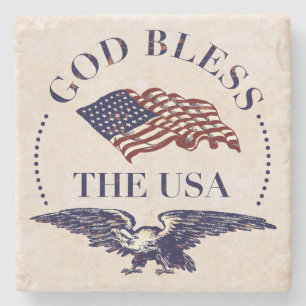 Dessous-de-verre En Pierre Dieu bénissent Les Etats-Unis - drapeau et cru