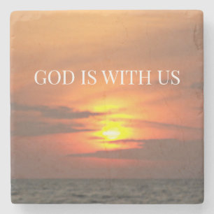 Dessous-de-verre En Pierre "Dieu est avec nous Lever de soleil Design Minimal