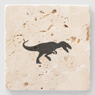 Dessous-de-verre En Pierre Dinosaure T-Rex Tyrannosaurus Rex Black Silhouette