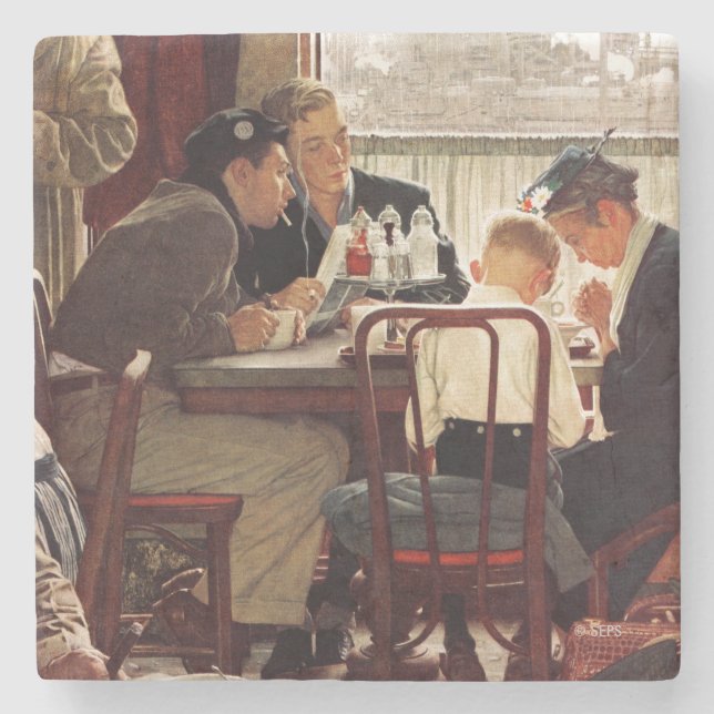 Dessous-de-verre En Pierre Dire grâce par Norman Rockwell (Devant)