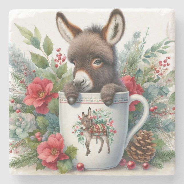Dessous-de-verre En Pierre Donkey de confiture de Noël (Devant)