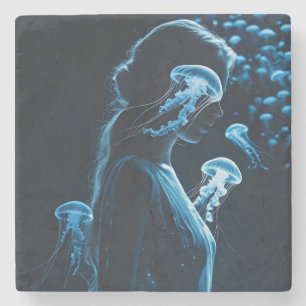 Dessous-de-verre En Pierre Double Exposure of Sensual Female Silhouette with