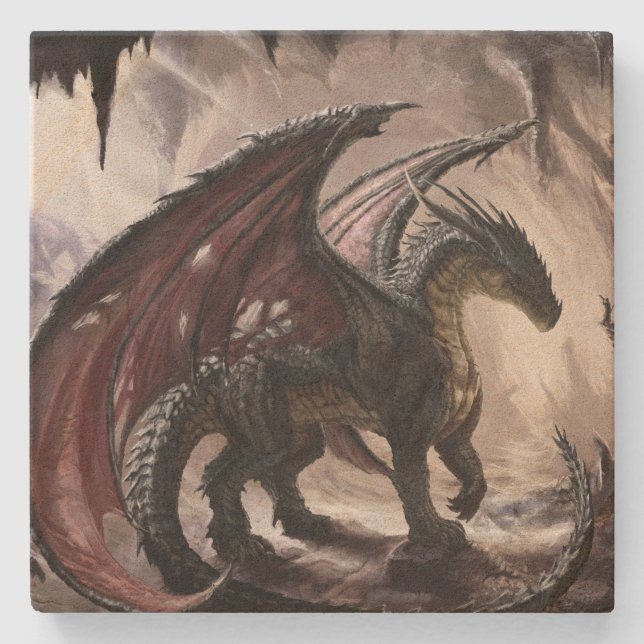 Dessous-de-verre En Pierre Dragon Dans La Grotte (Devant)
