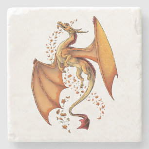 Dessous-de-verre En Pierre Dragon d'Orange d'Automne Nature Imaginaire Art