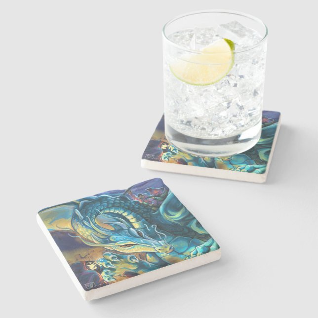 Dessous-de-verre En Pierre Dragon Rider et Sorcerer (Côté)