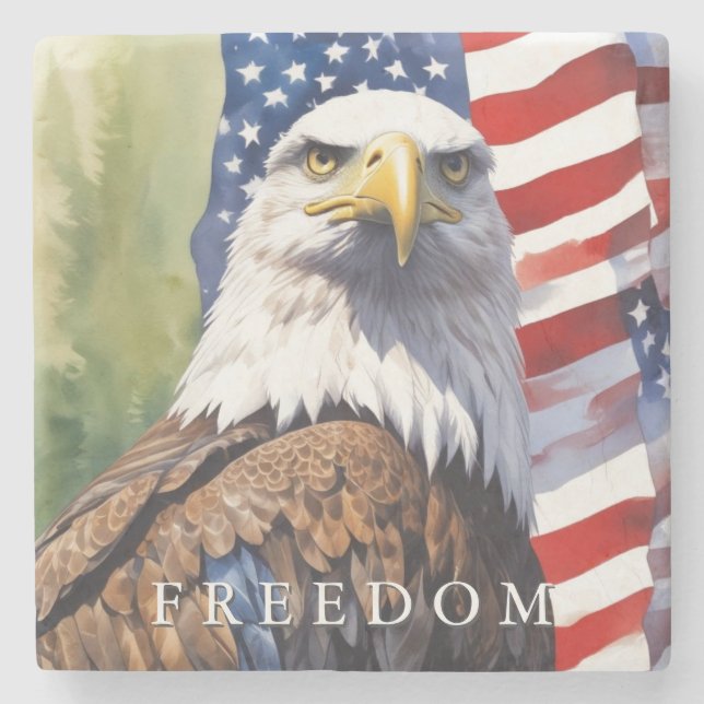 Dessous-de-verre En Pierre Drapeau américain Freedom Eagle Motivationnel Insp (Devant)