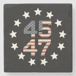 Dessous-de-verre En Pierre Drapeau américain vintage Trump 45 47 étoiles USA