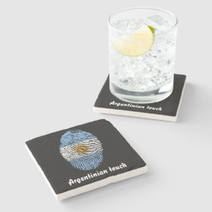 Dessous-de-verre En Pierre Drapeau argentin d'empreinte digitale de contact