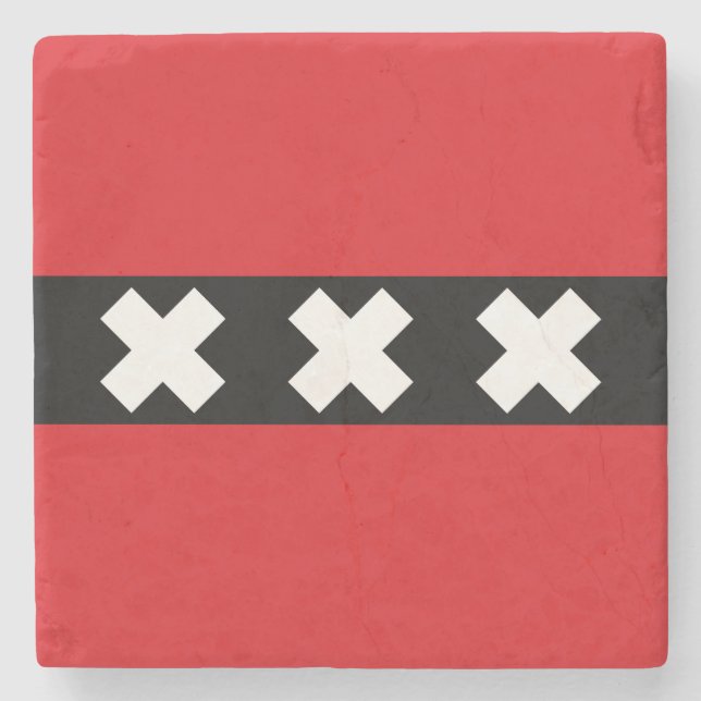 Dessous-de-verre En Pierre Drapeau d'Amsterdam, Pays-Bas (Devant)