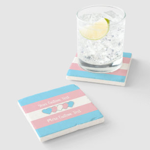 Dessous-de-verre En Pierre Drapeau de fierté transgenre avec dessous de verre