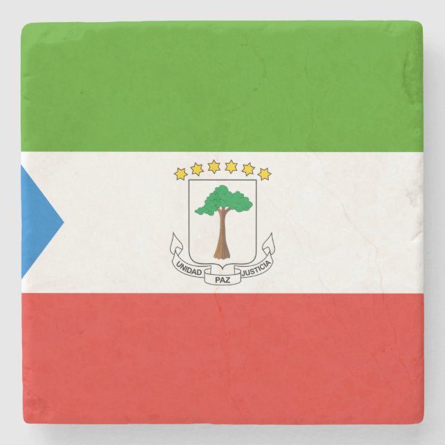 Dessous-de-verre En Pierre Drapeau de la Guinée équatoriale (Afrique) (Devant)