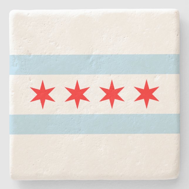 Dessous-de-verre En Pierre Drapeau de la ville de Chicago (Illinois) (Devant)