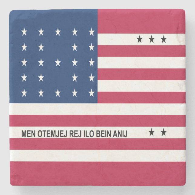 Dessous-de-verre En Pierre Drapeau de l'atoll de Bikini Patriotique (Devant)