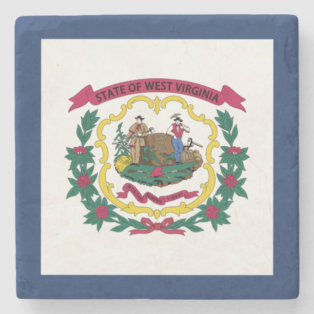 Dessous-de-verre En Pierre Drapeau de l'État de Virginie occidentale (Devant)