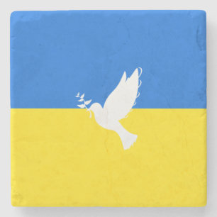 Dessous-de-verre En Pierre Drapeau de l'Ukraine - La colombe de la paix - Lib