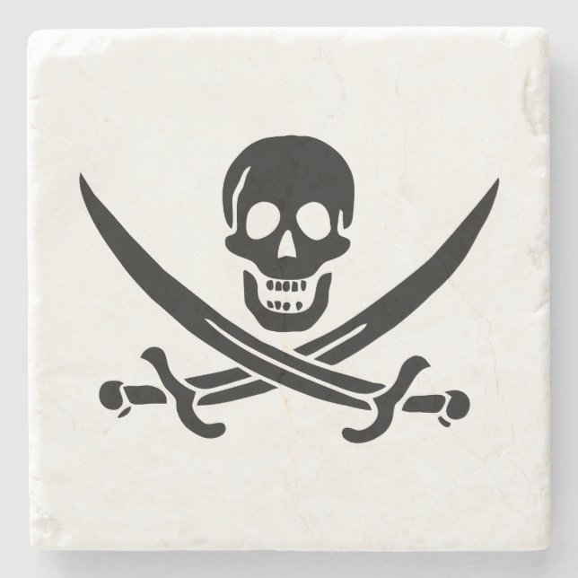Dessous-de-verre En Pierre Drapeau de pirate Crâne croisé épées (Devant)