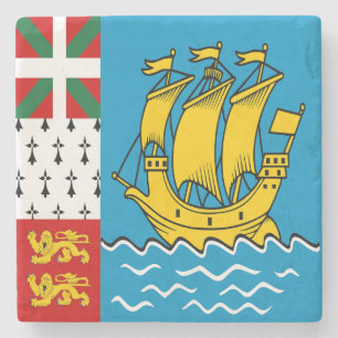 Dessous-de-verre En Pierre Drapeau de Saint-Pierre-et-Miquelon