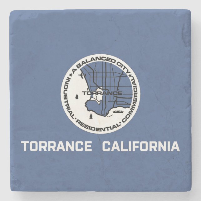 Dessous-de-verre En Pierre Drapeau de Torrance (Californie) (Devant)
