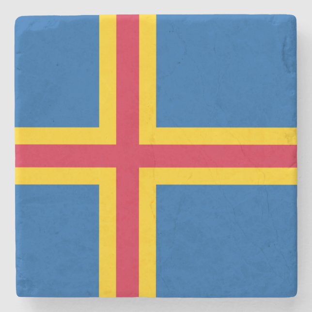 Dessous-de-verre En Pierre Drapeau des îles Åland patriotiques (Devant)