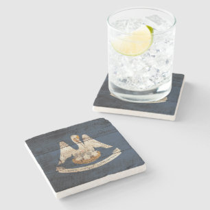 Dessous-de-verre En Pierre Drapeau d'état de la Louisiane sur le vieux grain