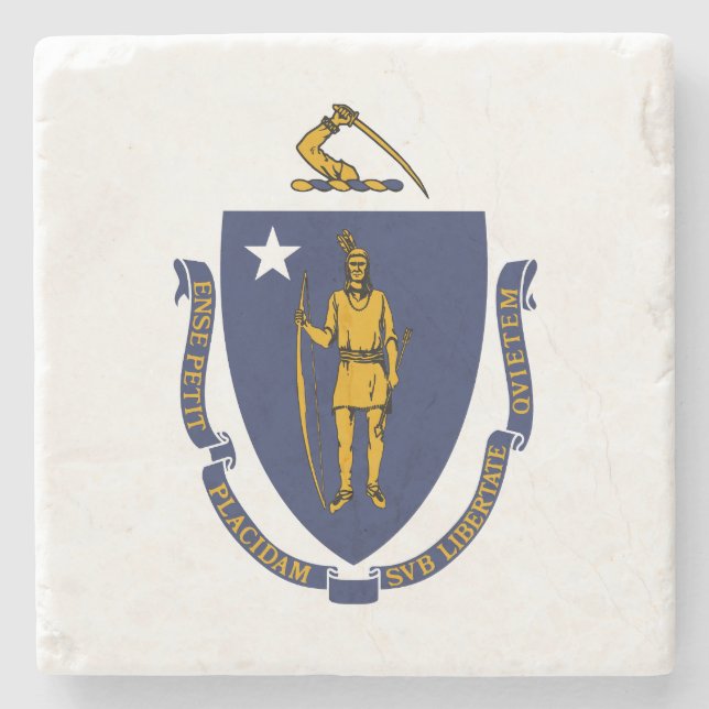 Dessous-de-verre En Pierre Drapeau d'État du Massachusetts (Devant)