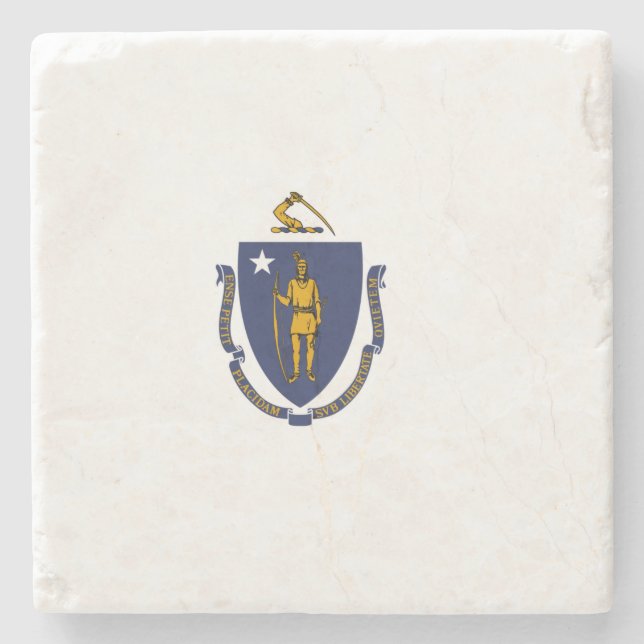 Dessous-de-verre En Pierre Drapeau d'État du Massachusetts (Devant)