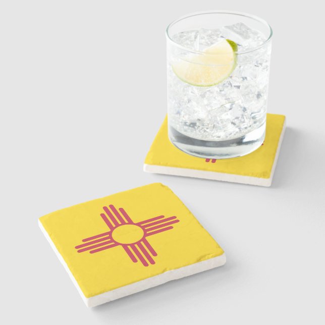 Dessous-de-verre En Pierre Drapeau d'état du Nouveau Mexique (Côté)