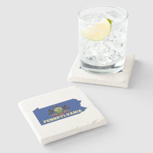 Dessous-de-verre En Pierre Drapeau d'état en forme de silhouette de Pennsylva