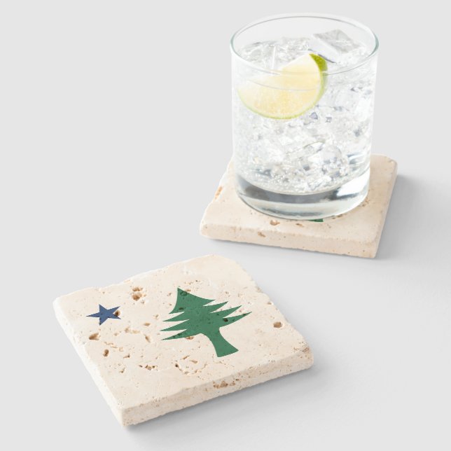 Dessous-de-verre En Pierre Drapeau du Maine 1901 (Côté)