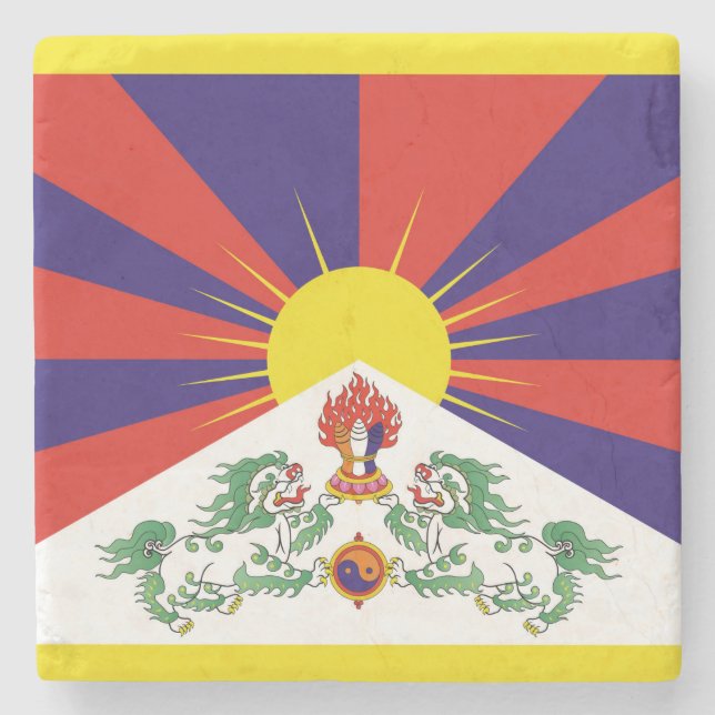 Dessous-de-verre En Pierre Drapeau du Tibet libre (Devant)