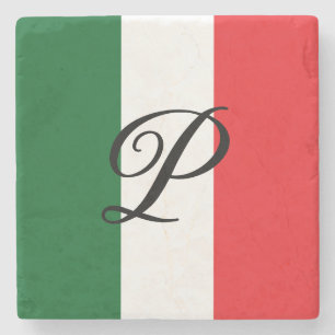 Dessous-de-verre En Pierre Drapeau italien avec Monogramme