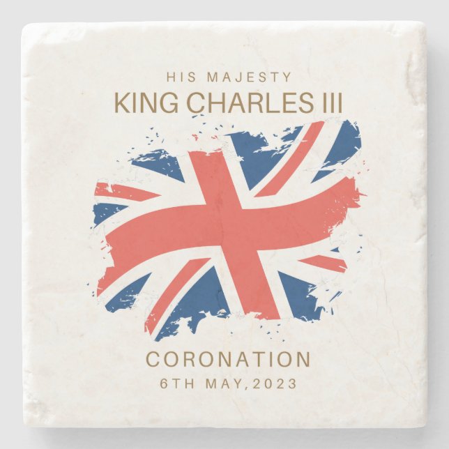 Dessous-de-verre En Pierre Drapeau King Charles III Union Jack (Devant)