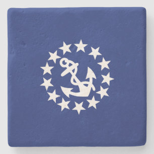 Dessous-de-verre En Pierre Drapeau Nautique Américain Décor bleu marine