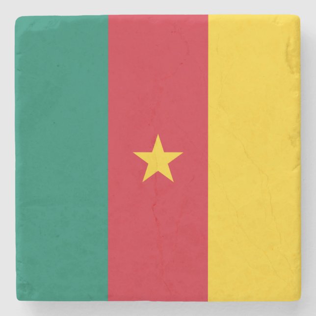 Dessous-de-verre En Pierre Drapeau patriotique du Cameroun (Devant)