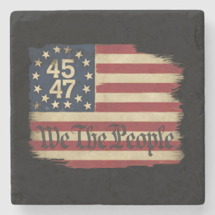 Dessous-de-verre En Pierre Drapeau vintage en détresse We The People Trump 45