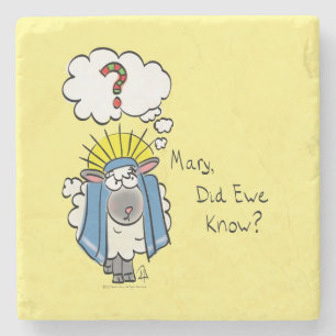 Dessous-de-verre En Pierre Drôle chrétien Noël mignon mouton